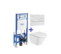 Roca The Gap Round Pack inodoro Rimless suspendido y cisterna autoportante doble descarga Duplo WC One Freestading - Sin tapa / Lacado gris