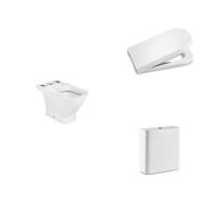 Roca,The Gap,SQUARE - Inodoro completo con salida vertical (incluye taza, cisterna de alimentación inferior y tapa amortiguada de Supralit®)