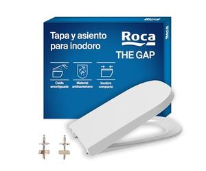 Roca The Gap - Tapa y asiento de Supralit para inodoro compacto, tapadera de WC original con caída amortiguada, recambio de tapa de váter resistente, blanco, A80173200B