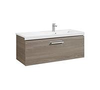 Mueble de Baño Suspendido 110 cm con Lavabo y 2 Cajones Blanco y Fresno Unik Prisma Roca - Sin toallero / Con caja organizadora / Con caja organizadora + Sin set de 2 colgadores