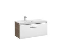 Mueble de Baño con Lavabo y 1 Cajón -fresno Unik de 90 cm Colección Prisma Blanco Roca - Sin toallero / Sin caja organizadora / Con caja organizadora + Set de 2 colgadores