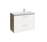 Mueble de Baño con Lavabo Izquierdo Fresno Unik Prisma 90cm Blanco Roca - Sin toallero / Con conjunto de patas / Con caja organizadora + Con caja organizadora + Set de 2 colgadores