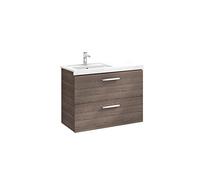Mueble con 2 Cajones y Lavabo Izquierdo Unik de 90 cm Colección Prisma Gris Antracita Roca - Sin toallero / Sin conjunto de patas / Sin caja organizadora + Sin caja organizadora + Sin set de 2 colgado