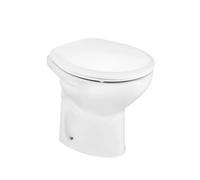 Roca Victoria Inodoro con salida horizontal de 35,5 cm fabricado en porcelana de color blanco - Asiento y tapa lacados con bisagras de acero inoxidable