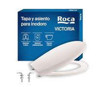 Roca Victoria - Tapa y asiento de Supralit para inodoro con bisagras de acero inoxidable, tapadera de WC original con ajuste perfecto, recambio resistente, pergamon, A801B6017B