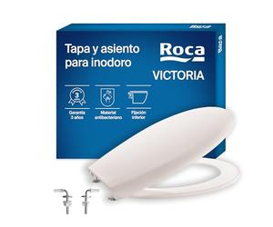 Roca Victoria - Tapa y asiento de Supralit para inodoro con bisagras de acero inoxidable, tapadera de WC original con ajuste perfecto, recambio resistente, pergamon, A801B6017B