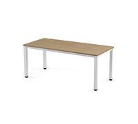 Rocada - Escritorio Moderno 160x80cm | Mesa de Despacho para Oficina/Teletrabajo | Patas Regulables, Montaje Fácil, Fabricado en España, Blanco/Roble