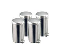 Rocada | Papelera con Pedal - Acero Inoxidable - Cubo Interior Extraíble - Capacidad de 12 Litros - Pack de 4 Unidades - Diseño Práctico para Cocina, Baño y Espacios Comunes