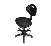 Rocada - Taburete Móvil Industrial - RD-925 - Asiento y Respaldo en Polímero Técnico - Tacos Antideslizantes