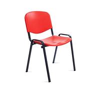 Rocada Silla confidente de 4 Patas para visitas. Respaldo y Asiento Fabricados en PVC plástico. Apilable. Estructura de Tubo metálico de Gran Resistencia RD-975V15-1 Color Rojo