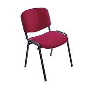 Rocada | Silla Confidente Tapizada - Tela Ignífuga Granate - Estructura Metálica - Modelo RD-965/2 - Asiento para Visitas y Reuniones - Diseño Profesional para Sala de Espera