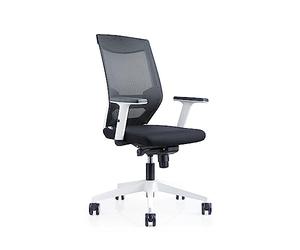Rocada Silla Operativa 68 x 100 cm Blanco y Negro Modelo 908W-4 | Asiento tapizado en tejido ignífugo con espuma inyectada, respaldo de malla y brazos ajustables de serie para uso diario.