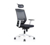 Rocada Silla Operativa Negra con Reposacabezas Blanco Modelo 908W-4+908WHR | Silla ergonómica con tela ignífuga para el trabajo diario incluye reposacabezas, con regulación lumbar y brazos regulables