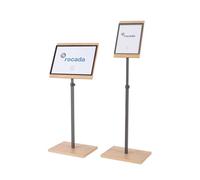 ROCADA - Soporte para Información DIN A3 - Atril para carteles - Expositor premium - Estructura metálica - sistema de sujeción magnético - ajustable en altura - acabados de madera