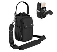 Rocason Soporte para botella de agua con correa de 24, 32, 40 onzas, bolsa cruzada aislada para botella de agua con correa ancha ajustable y monedero para teléfono, 5 bolsillos para caminar,