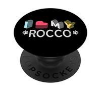 Rocco - Amante de Mascotas con Nombre Personalizado para Perros PopSockets PopGrip Adhesivo