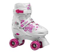 Roces Quaddy 3.0 Girl - Patines de Ruedas para niñas, Talla Ajustable, Color Blanco y Rosa, 34/37