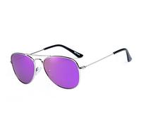 Rocf Rossini Gafas de Sol Para Niños y Niñas Marco Metal de Cat.3 UV Protection con Estuche (Plateado, Morado)