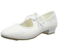 Roch Valley LHC - Zapatos de claqué de tela (tacón bajo), blanco, 2 UK / 34 EU