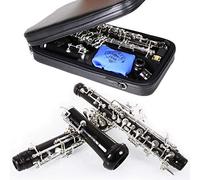 Rochix Professional Performance Level WHS36 - Oboe con cuerpo de ébano plateado semiautomático, tono C 2 hojas, 1 paño limpieza, hisopo soporte para descanso del pulgar, estuche y más