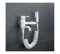 Rociador de bidé de mano para el inodoro, kit de rociador de pañales de tela para bebé blanco, 304 acero inoxidable a presión ajustable bidet bidet del pulverizador de pañales con manguera, B LWX