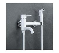 Rociador de bidé de mano para el inodoro, kit de rociador de pañales de tela para bebé blanco, 304 acero inoxidable a presión ajustable bidet bidet del pulverizador de pañales con manguera, una LWX