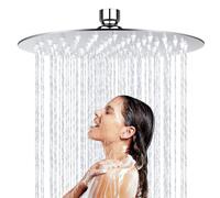 Rociador de Ducha 20cm Redondo Acero Inoxidable, 8 Pulgadas Cabezal de Ducha Lluvia 360° Ajustable, Alcachofa de Ducha, Alta Presión, Antical, Fácil de Instalar y Limpiar, Ahorro de Agua