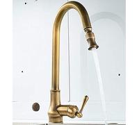 Rociador extraíble giratorio de 360 ° Grifo monomando for agua fría y caliente e Fregadero mezclador latón antiguo Giratorio