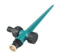 Rociador giratorio de jardín multiajustable 360 grados boquillas de dispersión amplia cobertura distribución de agua fácil instalación espiga para riego de césped plástico (verde)