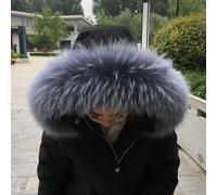 ROCILA Bufanda de Piel de Mapache Natural con Cuello de Piel para Mujer y Hombre, Abrigo de Invierno Tipo Parka con Capucha, decoración de Piel, Cuello cálido, Bufandas de Piel Grandes