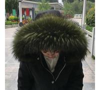 ROCILA Bufanda de Piel de Mapache Natural con Cuello de Piel para Mujer y Hombre, Abrigo de Invierno Tipo Parka con Capucha, decoración de Piel, Cuello cálido, Bufandas de Piel Grandes