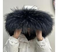 ROCILA Bufanda de Piel de Mapache Natural con Cuello de Piel para Mujer y Hombre, Abrigo de Invierno Tipo Parka con Capucha, decoración de Piel, Cuello cálido, Bufandas de Piel Grandes