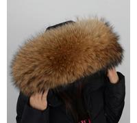 ROCILA Bufanda de Piel de Mapache Natural con Cuello de Piel para Mujer y Hombre, Abrigo de Invierno Tipo Parka con Capucha, decoración de Piel, Cuello cálido, Bufandas de Piel Grandes