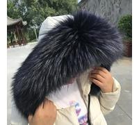 ROCILA Bufanda de Piel de Mapache Natural con Cuello de Piel para Mujer y Hombre, Abrigo de Invierno Tipo Parka con Capucha, decoración de Piel, Cuello cálido, Bufandas de Piel Grandes