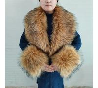 ROCILA Conjunto de Bufanda y puños de Piel sintética para Invierno, Chal de Piel de Lujo, Abrigo para Hombre y Mujer, Calentador de Cuello de Gran tamaño, Bufandas peludas