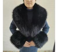 ROCILA Conjunto de Bufanda y puños de Piel sintética para Invierno, Chal de Piel de Lujo, Abrigo para Hombre y Mujer, Calentador de Cuello de Gran tamaño, Bufandas peludas