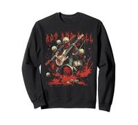 Rock and Blood Zombie Rock Band Rock n Roll Guitarra Sudadera
