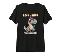 Rock and Rawr T-Rex Dinosaurio Lindo Punk Dino Divertido Rock Music Camiseta Premium