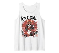 Rock and Roll Cat Classic Japanese Samurai Warrior Rock Cat Camiseta sin Mangas