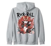 Rock and Roll Cat Classic Japanese Samurai Warrior Rock Cat Sudadera con Capucha