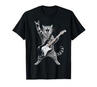 Rock and Roll Cat Playing Electric Guitar Tabby Kitten Camiseta