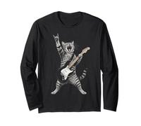 Rock and Roll Cat Playing Electric Guitar Tabby Kitten Manga Larga