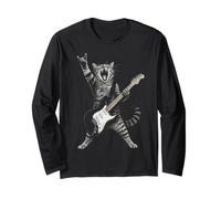 Rock and Roll Cat Playing Electric Guitar Tabby Kitten Manga Larga