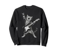 Rock and Roll Cat Playing Electric Guitar Tabby Kitten Sudadera