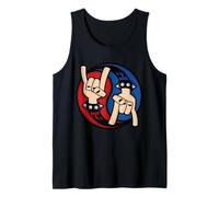 Rock and Roll Cuernos Diablo Mano Gesto Yin Yang Camiseta sin Mangas