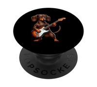 Rock and Roll Dachshund Perro Gráfico para Guitarrista Concierto PopSockets PopGrip Adhesivo