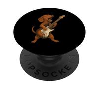 Rock and Roll Dachshund Perro Gráfico para Guitarrista Concierto PopSockets PopGrip Adhesivo