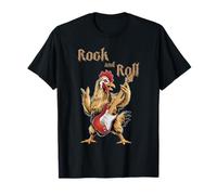 Rock and Roll Guitarra Pollo Vintage Rock Guitarrista Animal Camiseta