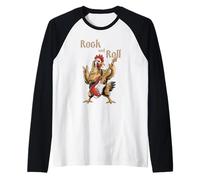 Rock and Roll Guitarra Pollo Vintage Rock Guitarrista Animal Camiseta Manga Raglan