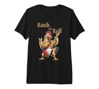 Rock and Roll Guitarra Pollo Vintage Rock Guitarrista Animal Camiseta Premium